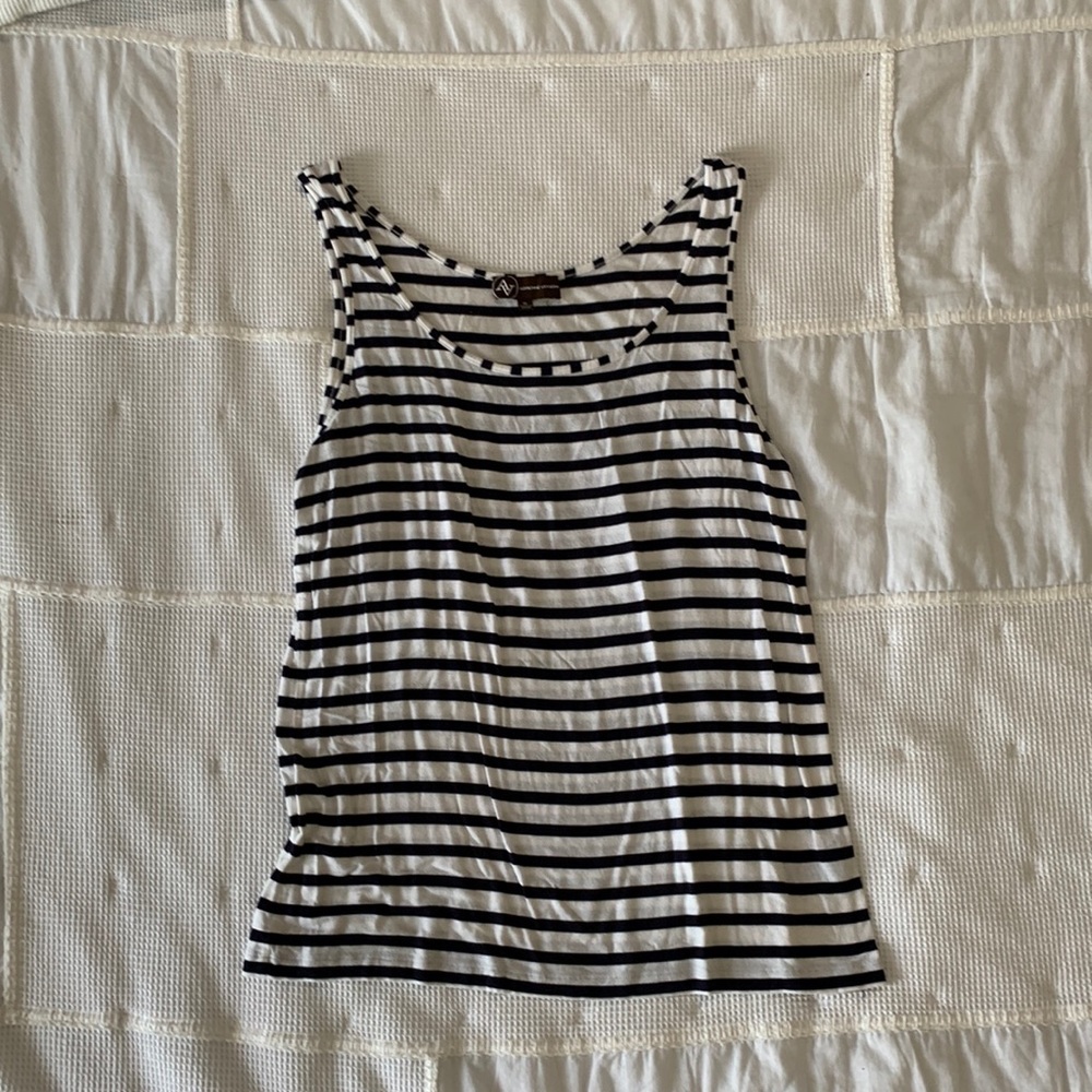 Navy Blue and White striped tank top. Size XL